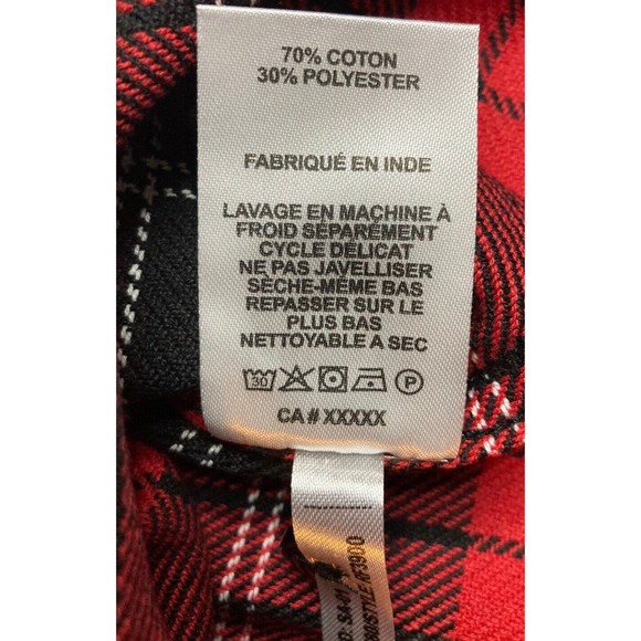 Rainforest Men's Heavyweight Flannel Shirt Black/Red Plaid Size Large‎ - Picture 7 of 10